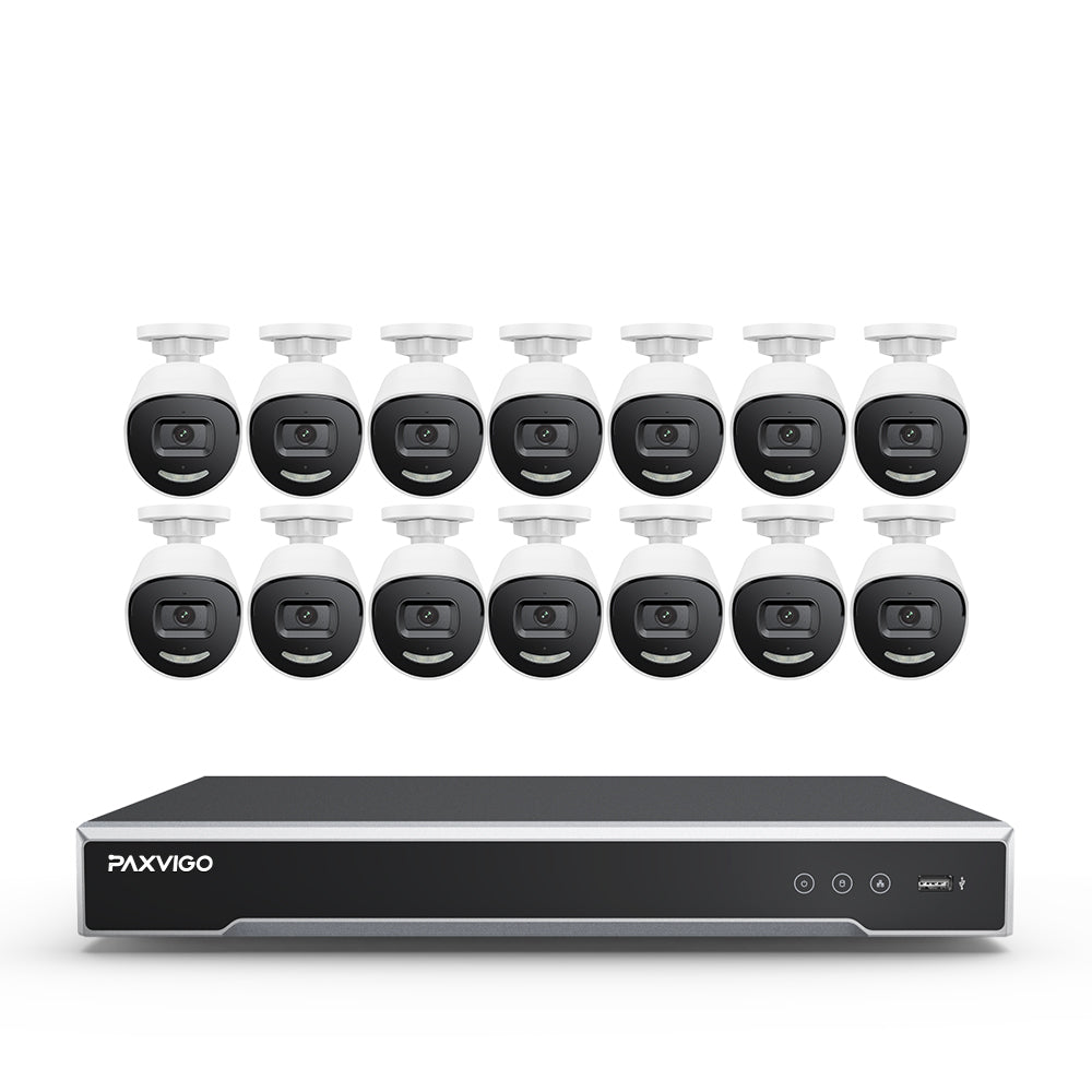 EPK800 | 16-Channel 4K PoE NVR Security System, 3840×2160@25 fps, 1/1.8" Progressive Scan CMOS, Strobe & Siren Alarm, Two-Way Audio, AI Person & Vehicle Detection, IP67, H.265+